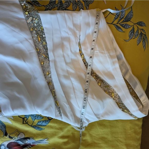 CINDERELLA divine one shoulder white chiffon dress jeweled mesh accents … - Picture 7 of 7